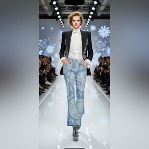 JOHN GALLIANO size 2 vintage blue butterfly print jeans denim